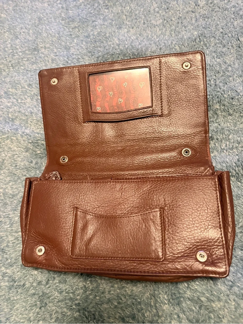 Brighton Gina Croc Leather Organizer Clutch Wallet Brown Rare Vintage Y2K